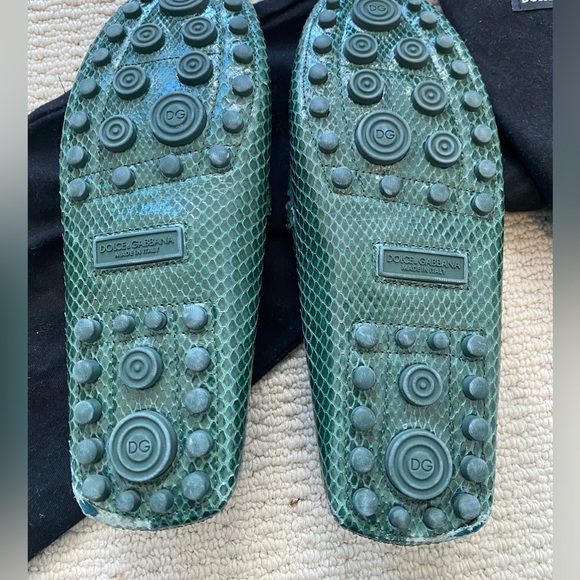 Dolce and Gabbana Teal snakeskin moccasins - Picture 7 of 9